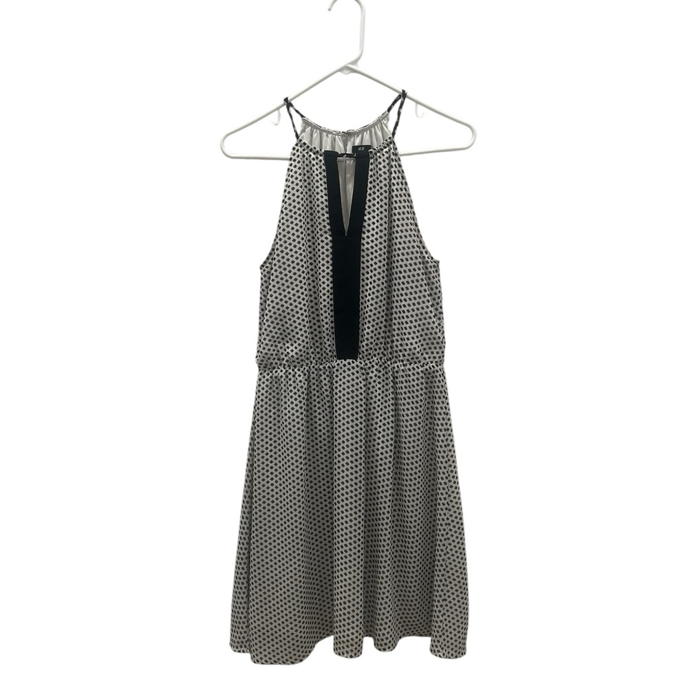 H&M Black and White Ruched Cut Out Sundress Size 6